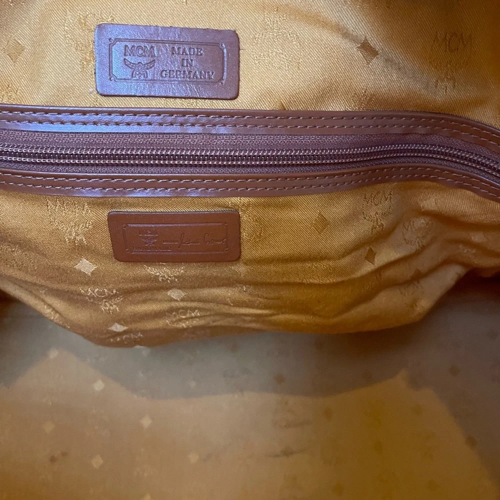 MCM Tan Logo Duffel Bag
